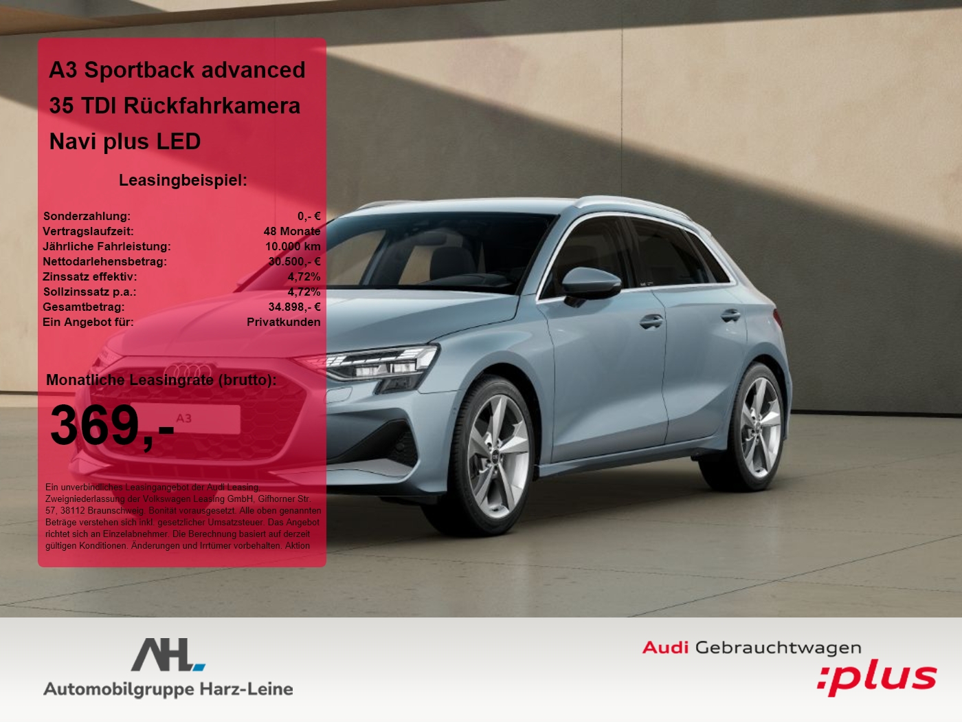 A3 Sportback advanced 35 TDI Rückfahrkamera Navi plus LED