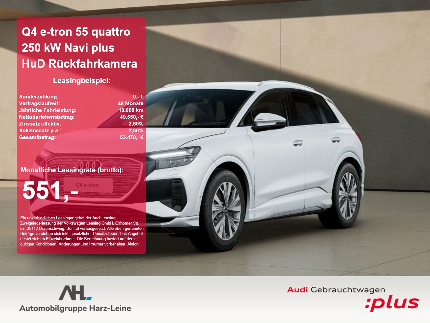 Q4 e-tron 55 quattro 250 kW Navi plus HuD Rückfahrkamera