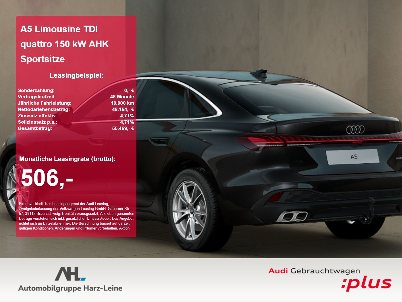 A5 Limousine TDI quattro 150 kW AHK Sportsitze Umgebungskameras