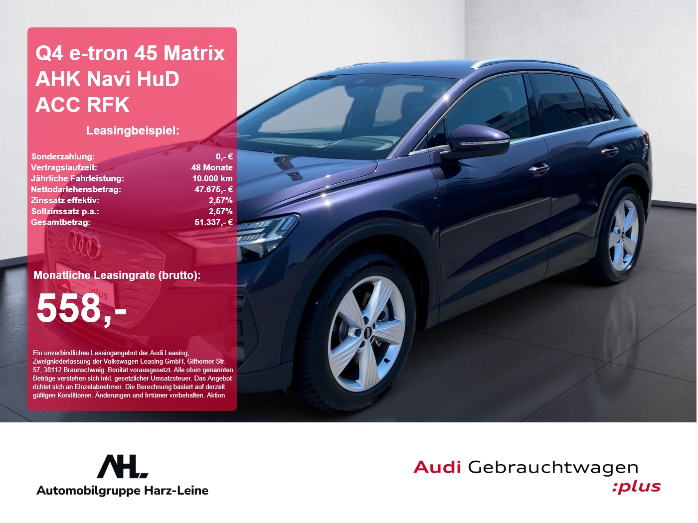 Q4 e-tron 45 Matrix AHK Navi HuD ACC RFK ACC AHK