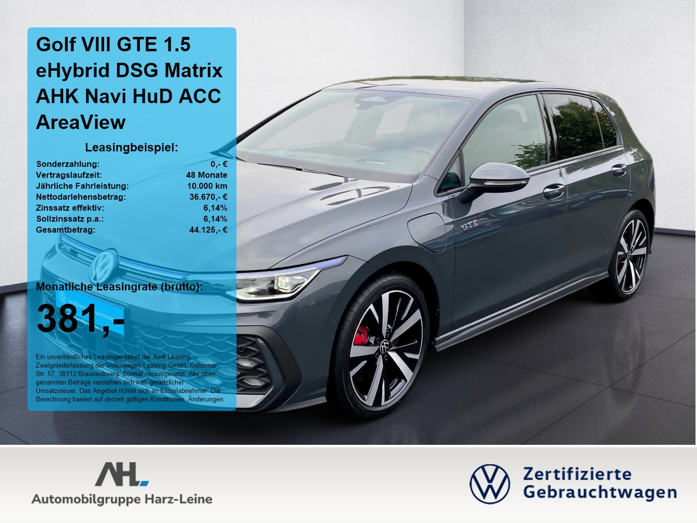 Golf VIII GTE 1.5 eHybrid DSG Matrix AHK Navi HuD ACC AreaView