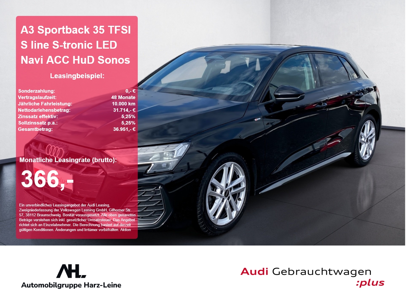 A3 Sportback 35 TFSI S line S-tronic LED Navi ACC HuD Sonos
