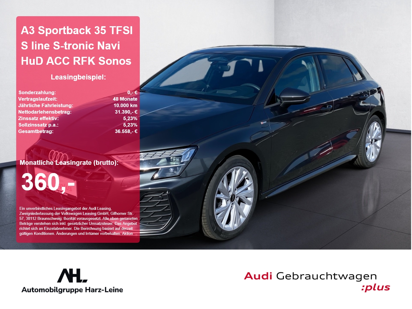 A3 Sportback 35 TFSI S line S-tronic Navi HuD ACC RFK Sonos