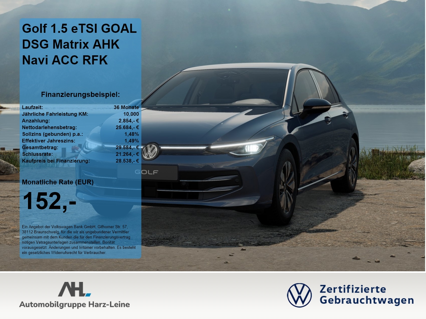Golf 1.5 eTSI GOAL DSG Matrix AHK Navi ACC RFK