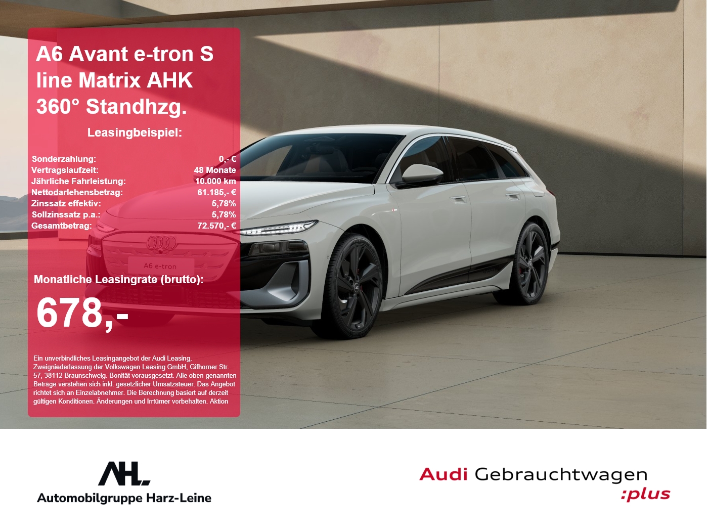 A6 Avant e-tron S line Matrix AHK 360° Standhzg.