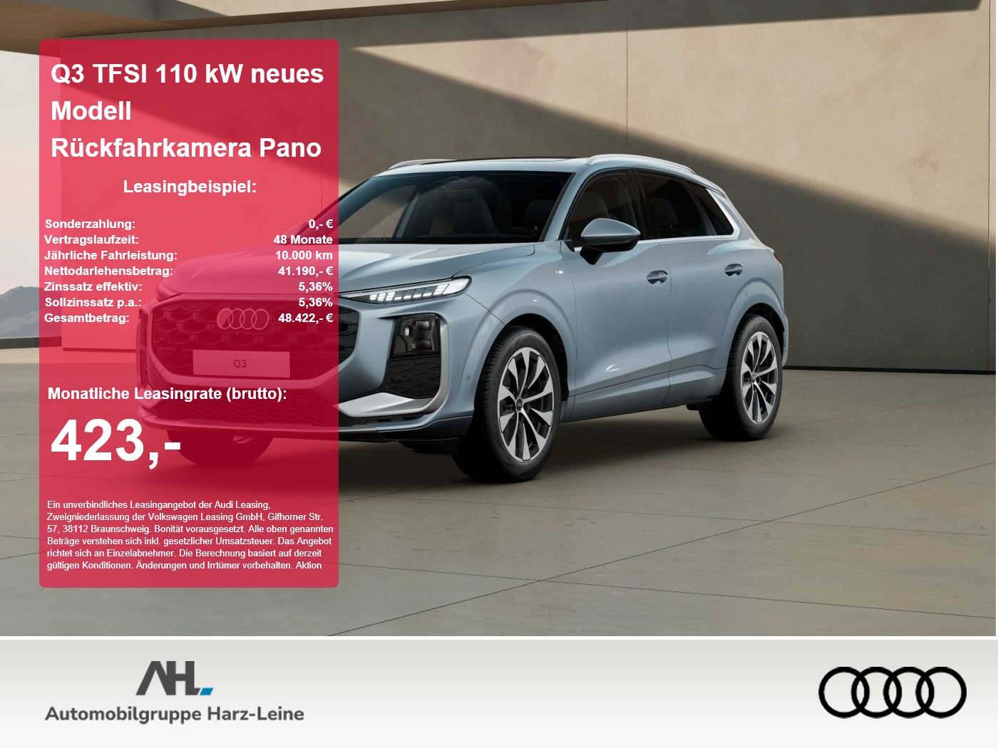 Q3 TFSI 110 kW neues Modell Rückfahrkamera Pano