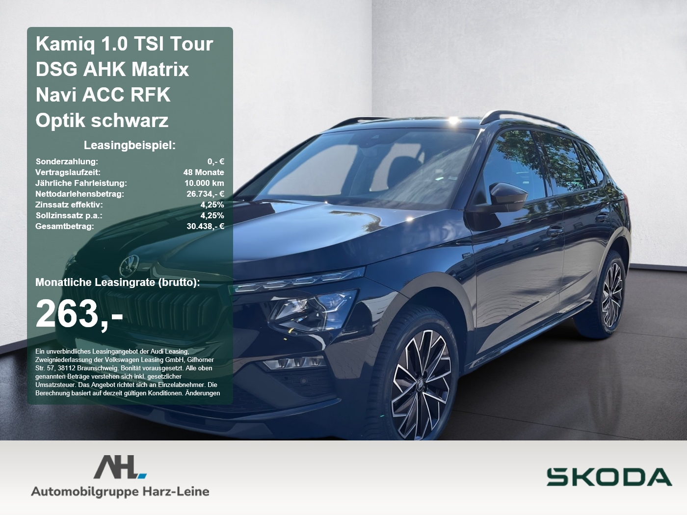 Kamiq 1.0 TSI Tour DSG AHK Matrix Navi ACC RFK Optik schwarz