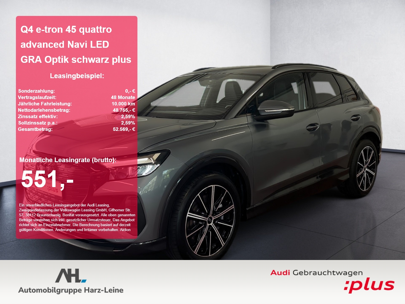 Q4 e-tron 45 quattro advanced Navi LED GRA Optik schwarz plus