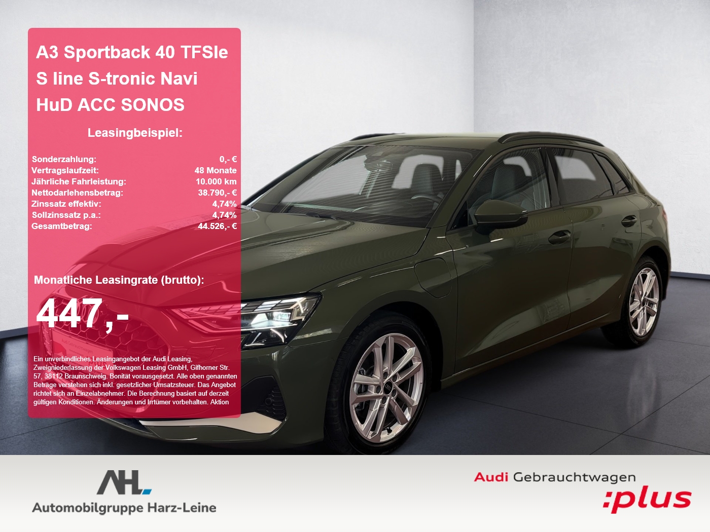 A3 Sportback 40 TFSIe S line S-tronic Navi HuD ACC SONOS