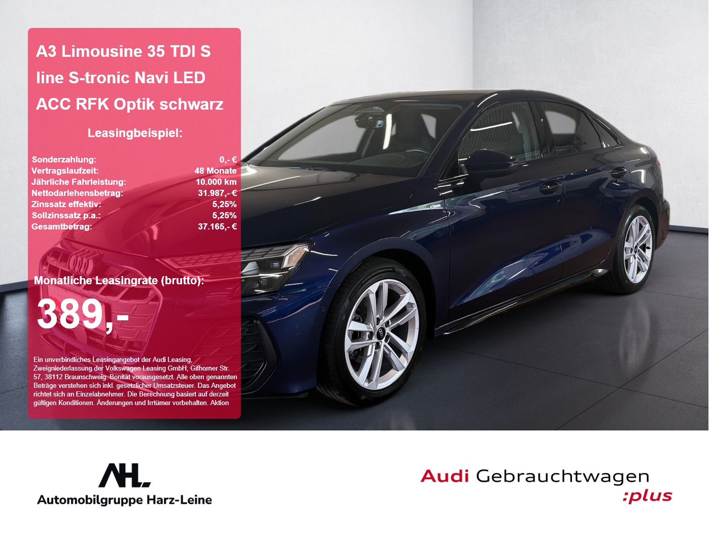 A3 Limousine 35 TDI S line S-tronic Navi LED ACC RFK Optik schwarz plus
