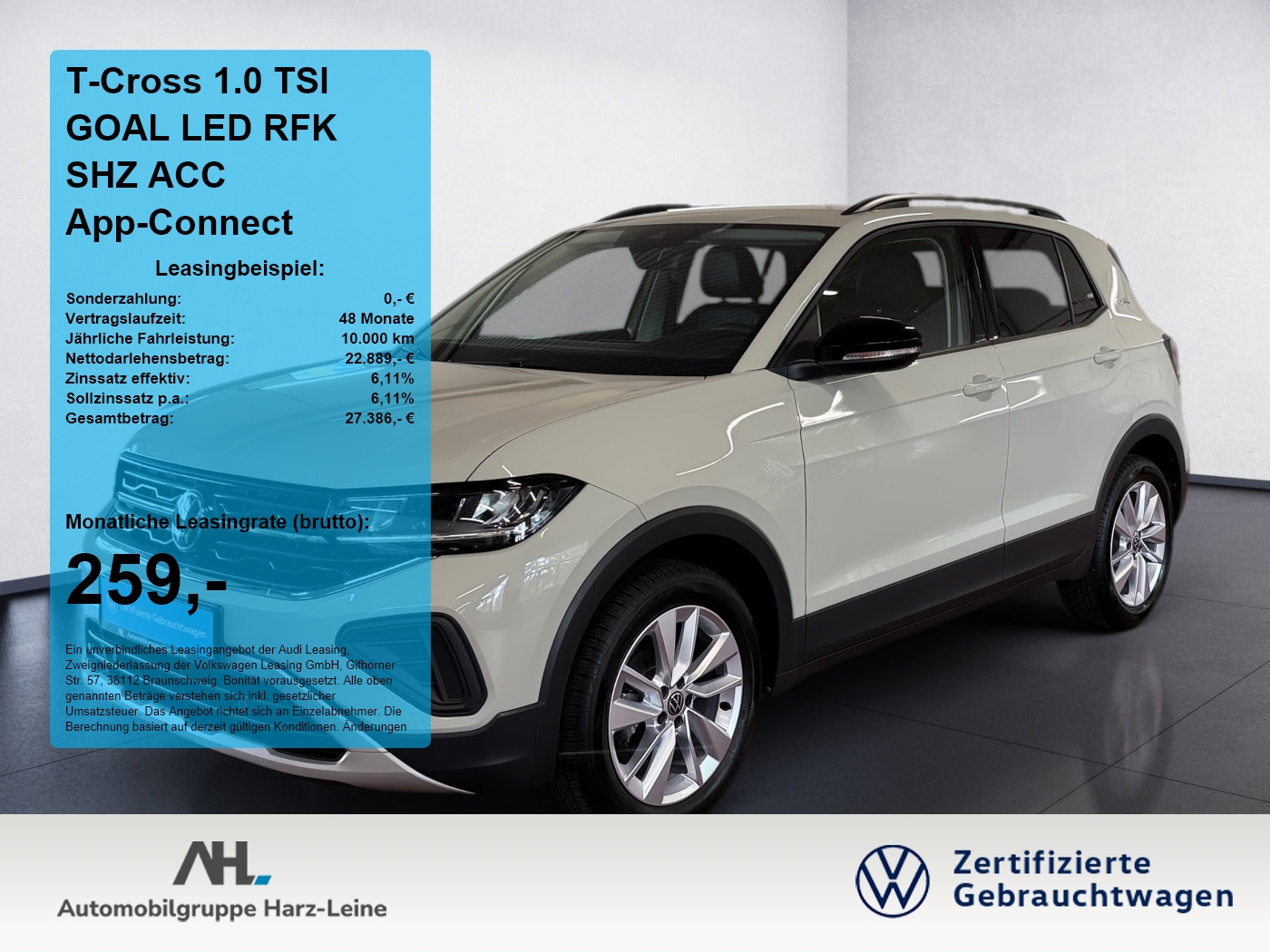 T-Cross 1.0 TSI GOAL LED RFK SHZ ACC App-Connect