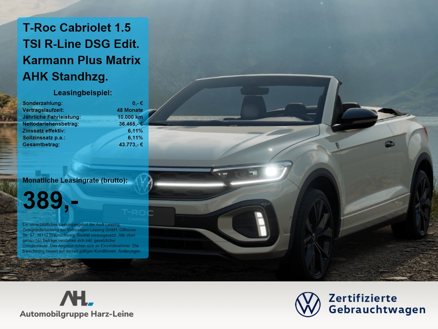 T-Roc Cabriolet 1.5 TSI R-Line DSG Edit. Karmann Plus Matrix AHK Standhzg.